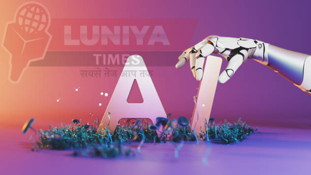 A robot hand placing letters ai