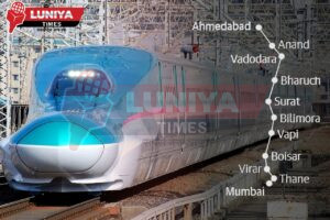 A image of India's Mega Project Bullet Train Route or Station