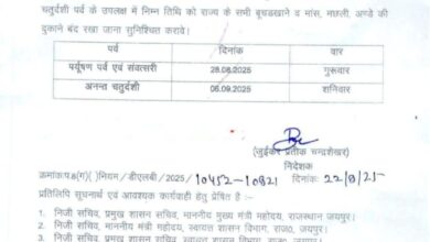 राजस्थान में 2 दिन बंद रहेंगी नॉनवेज व अंडे की दुकानें, बूचड़खाने भी नहीं खुलेंगे; जानें क्यों 9 IMG 20250825 WA0075