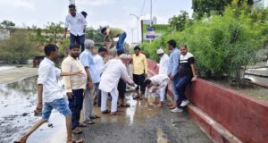शहर मे बारिश से सडको पर पडे गहरे गड्ढों को अपने स्तर पर ठीक कर रहे है कार्यकर्त्ता 2 WhatsApp Image 2025 09 08 at 16.54.27