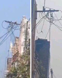 सुमेरपुर बिजली निगम की लापरवाही, पोयणा में दीवार में दफन बिजली खंभा बना खतरे की घंटी 2 IMG 20260201 WA0027